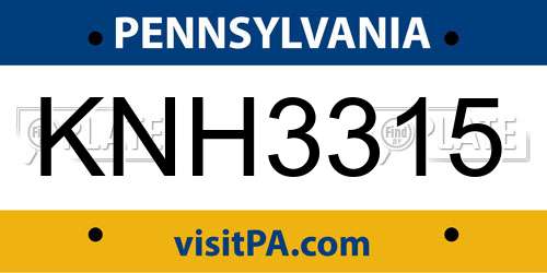 KNH3315 Pennsylvania License Plate