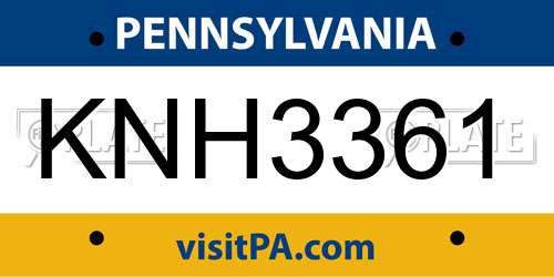 KNH3361 Pennsylvania License Plate