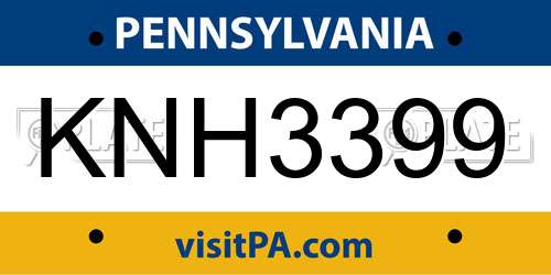 KNH3399 Pennsylvania License Plate