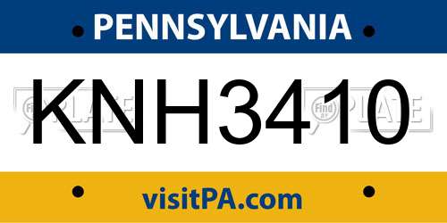 KNH3410 Pennsylvania License Plate