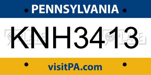 KNH3413 Pennsylvania License Plate