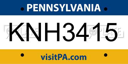 KNH3415 Pennsylvania License Plate