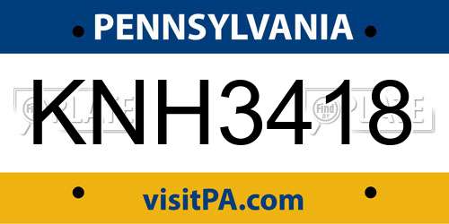KNH3418 Pennsylvania License Plate