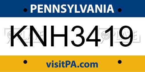 KNH3419 Pennsylvania License Plate