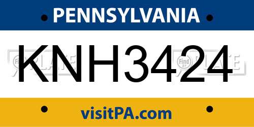 KNH3424 Pennsylvania License Plate