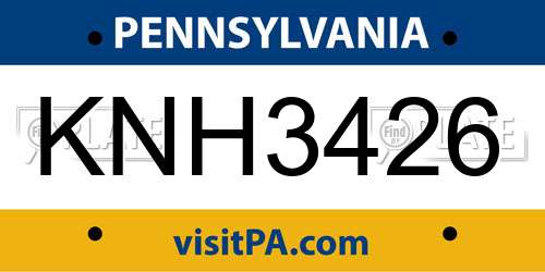 KNH3426 Pennsylvania License Plate