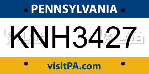 KNH3427 Pennsylvania License Plate