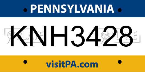 KNH3428 Pennsylvania License Plate