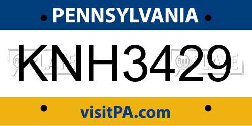 KNH3429 Pennsylvania License Plate