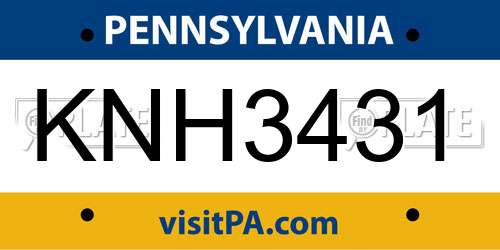 KNH3431 Pennsylvania License Plate