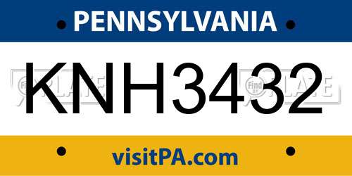 KNH3432 Pennsylvania License Plate