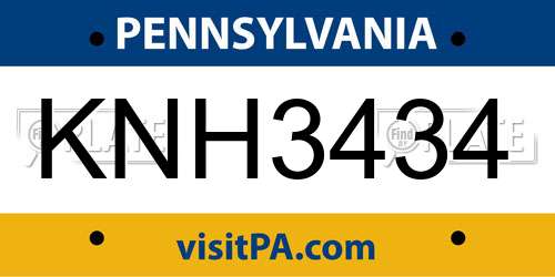 KNH3434 Pennsylvania License Plate
