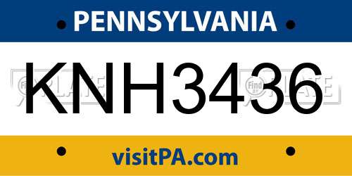 KNH3436 Pennsylvania License Plate