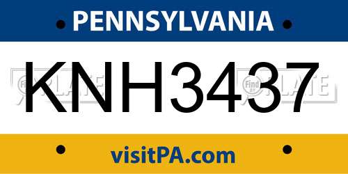 KNH3437 Pennsylvania License Plate