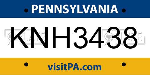 KNH3438 Pennsylvania License Plate
