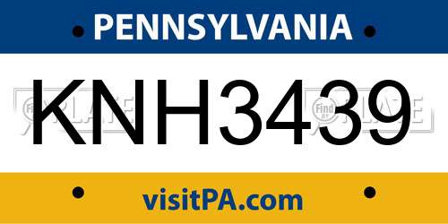 KNH3439 Pennsylvania License Plate
