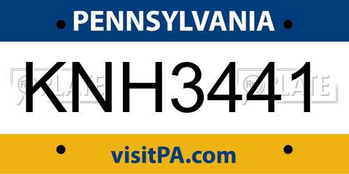 KNH3441 Pennsylvania License Plate