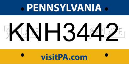 KNH3442 Pennsylvania License Plate