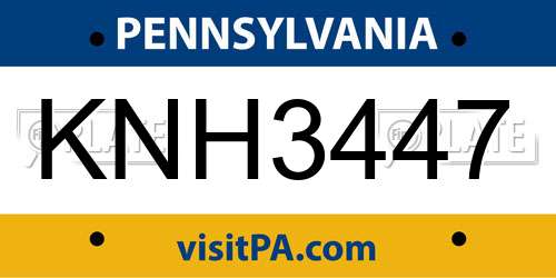 KNH3447 Pennsylvania License Plate