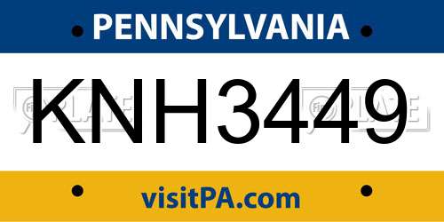 KNH3449 Pennsylvania License Plate