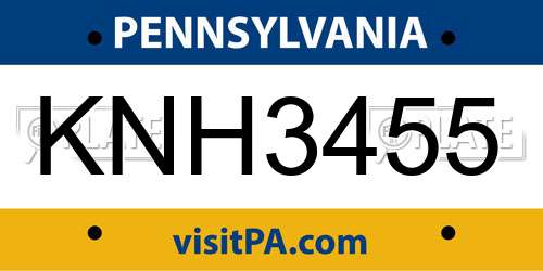 KNH3455 Pennsylvania License Plate