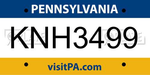 KNH3499 Pennsylvania License Plate
