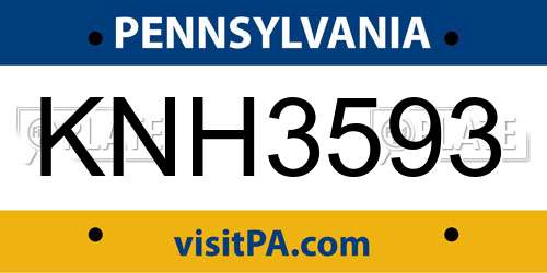 KNH3593 Pennsylvania License Plate