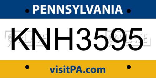 KNH3595 Pennsylvania License Plate