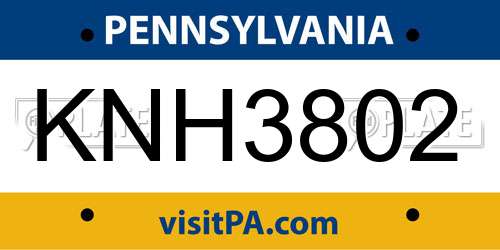 KNH3802 Pennsylvania License Plate