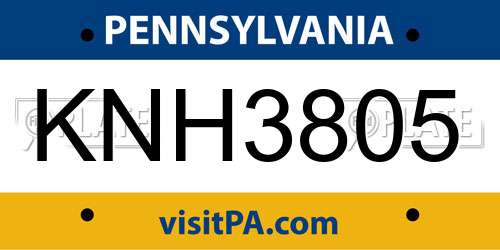 KNH3805 Pennsylvania License Plate