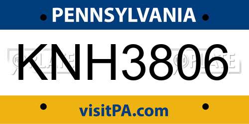 KNH3806 Pennsylvania License Plate