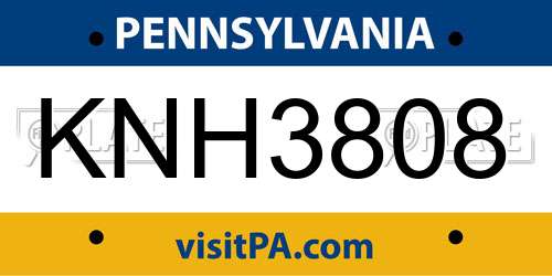 KNH3808 Pennsylvania License Plate
