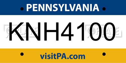 KNH4100 Pennsylvania License Plate