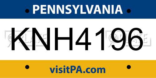 KNH4196 Pennsylvania License Plate