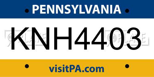 KNH4403 Pennsylvania License Plate