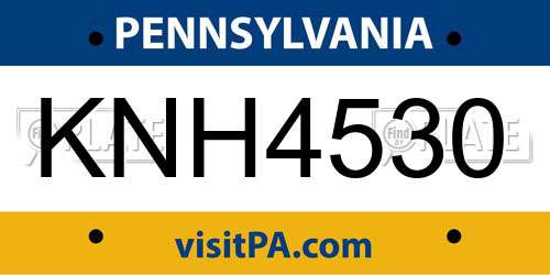 KNH4530 Pennsylvania License Plate