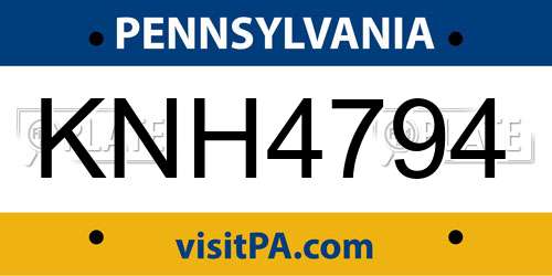 KNH4794 Pennsylvania License Plate