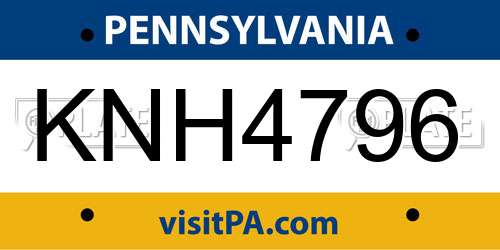 KNH4796 Pennsylvania License Plate