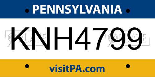 KNH4799 Pennsylvania License Plate