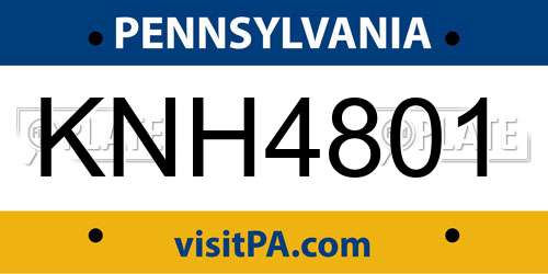 KNH4801 Pennsylvania License Plate