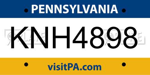 KNH4898 Pennsylvania License Plate