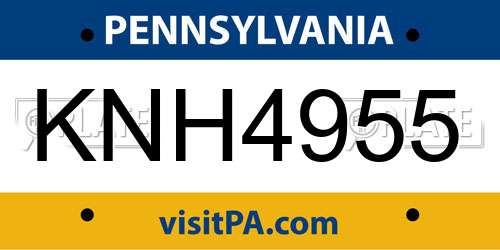 KNH4955 Pennsylvania License Plate