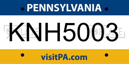 KNH5003 Pennsylvania License Plate
