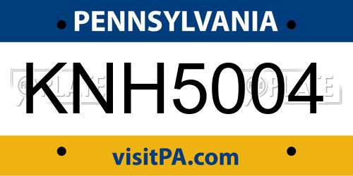 KNH5004 Pennsylvania License Plate