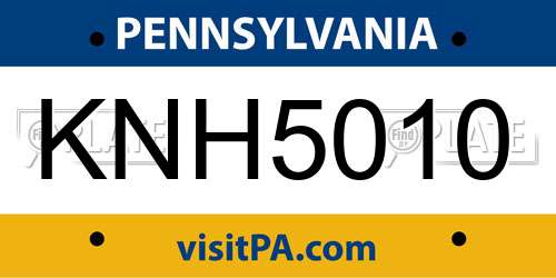 KNH5010 Pennsylvania License Plate
