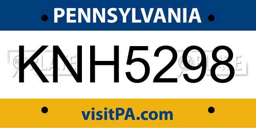 KNH5298 Pennsylvania License Plate