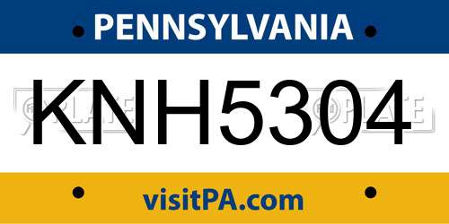 KNH5304 Pennsylvania License Plate