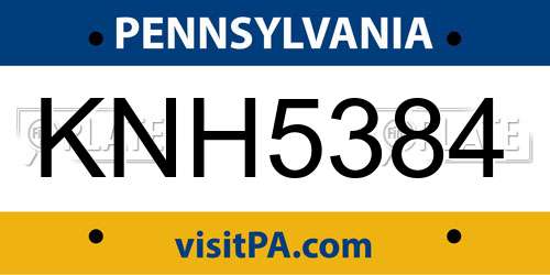 KNH5384 Pennsylvania License Plate