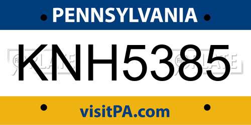 KNH5385 Pennsylvania License Plate