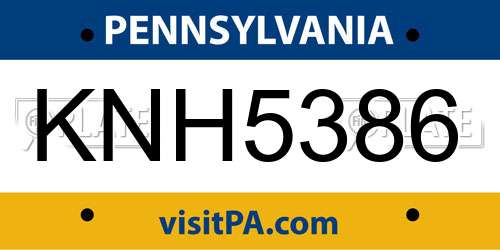 KNH5386 Pennsylvania License Plate